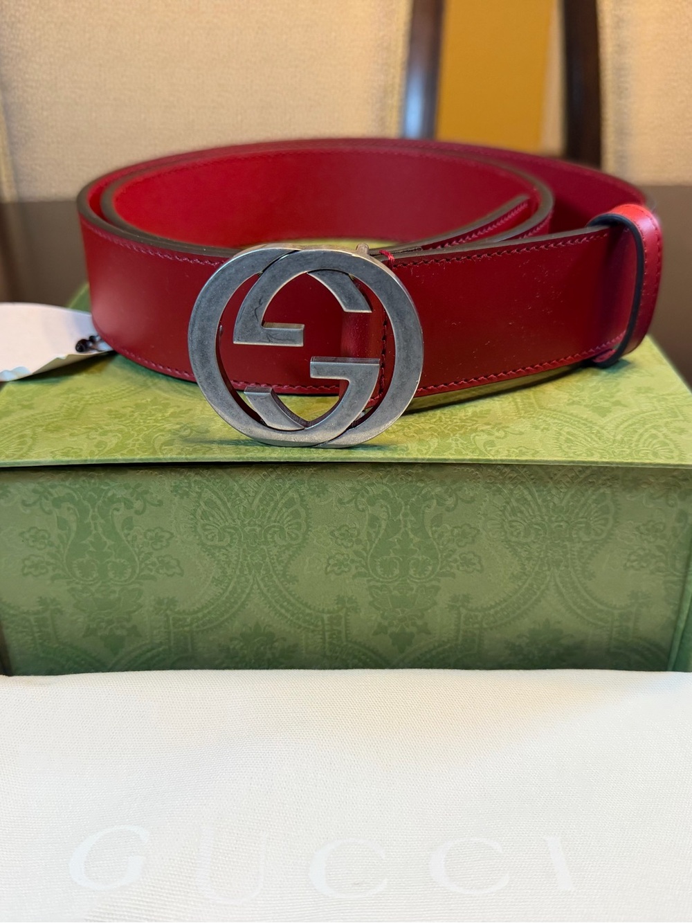 New Gucci GG Logo Belt Red Size 38 / 95 cm Fits a Waist 34 - 38
